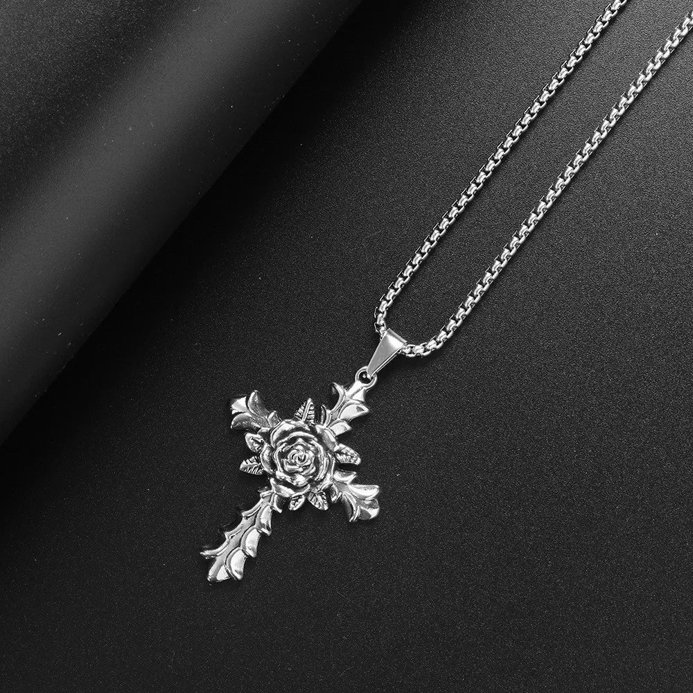Rose Cross Necklace