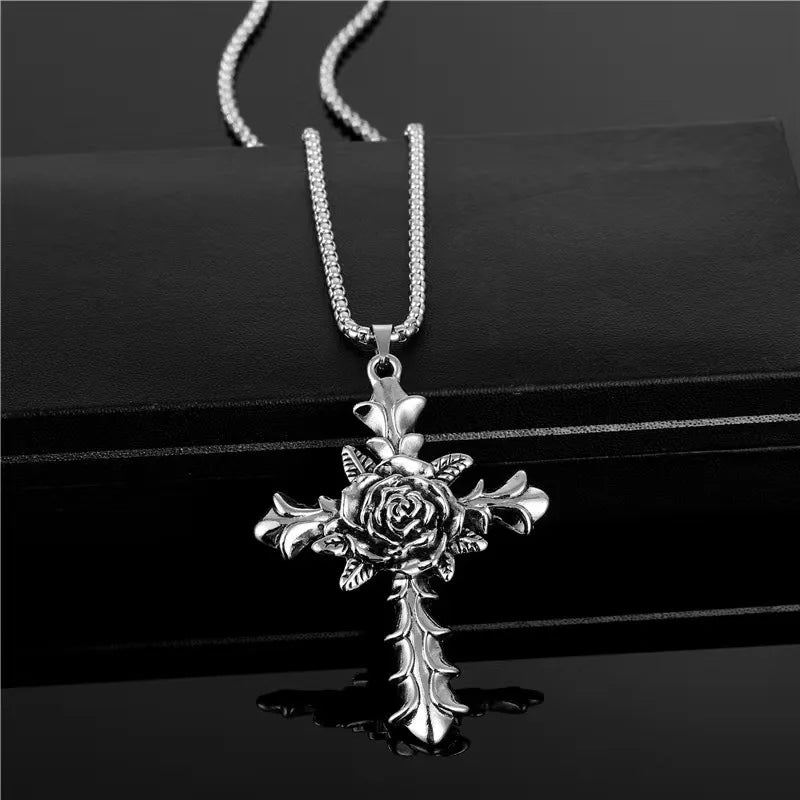 Rose Cross Necklace